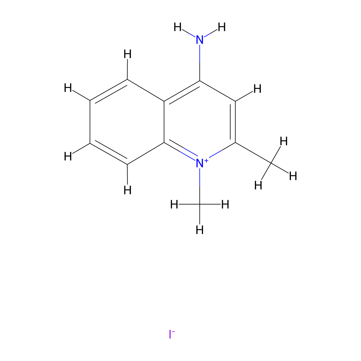 1-Methyl-4-amino-2-methylquinolinium molecular structure, CAS 70490-85-6
