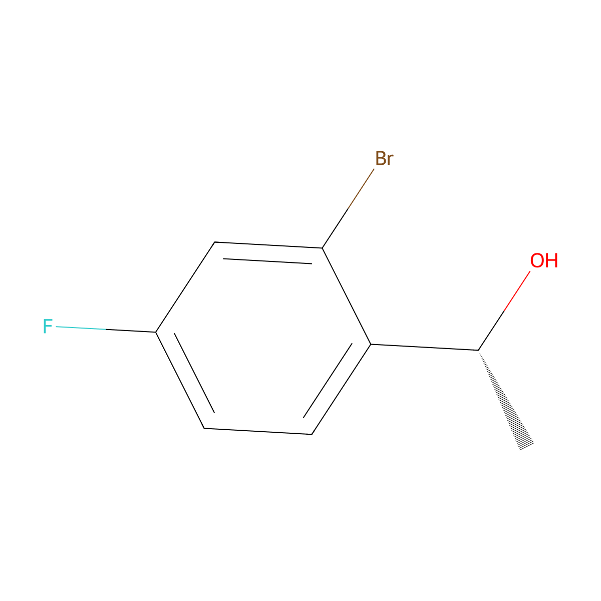 (R)-1-(2-bromo-4-fluorophenyl)ethanol molecular structure, CAS 704909-66-0