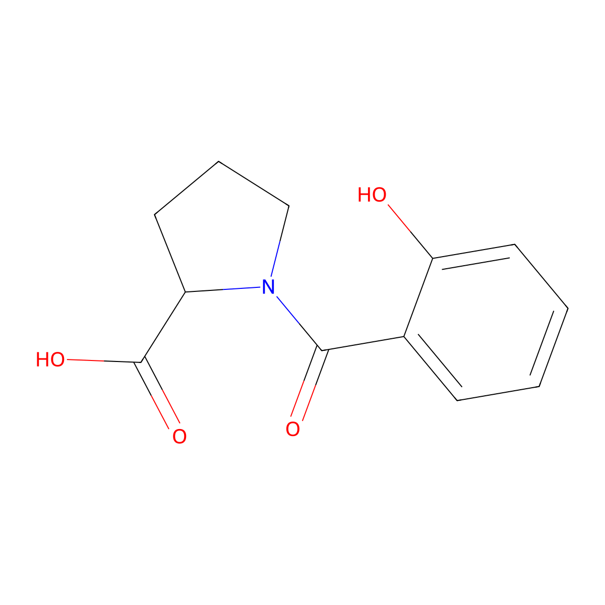 1-(2-Hydroxybenzoyl)pyrrolidine-2-carboxylic acid molecular structure, CAS 70491-02-0
