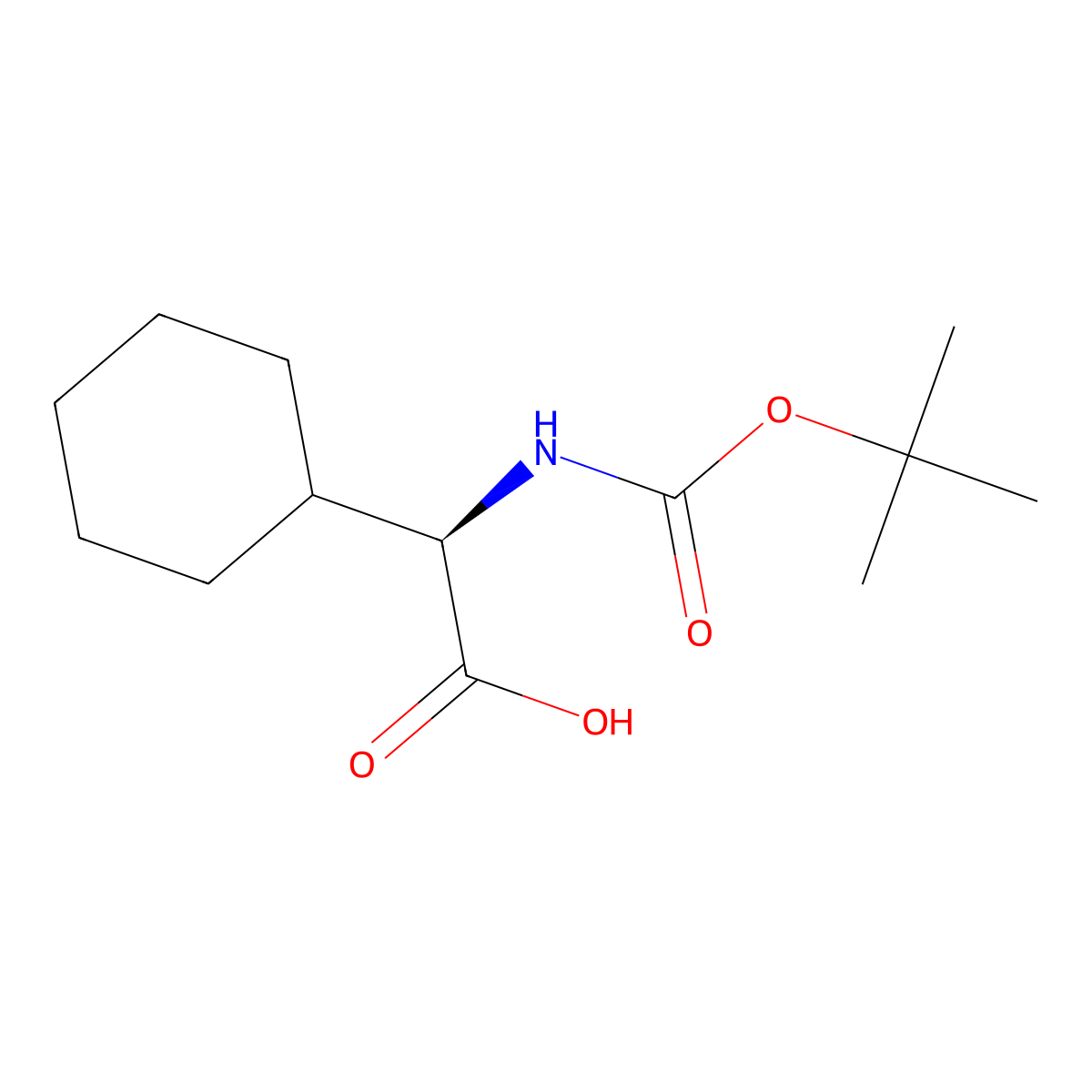 (2R)-2-(((tert-butoxy)carbonyl)amino)-2-cyclohexylacetic acid molecular structure, CAS 70491-05-3