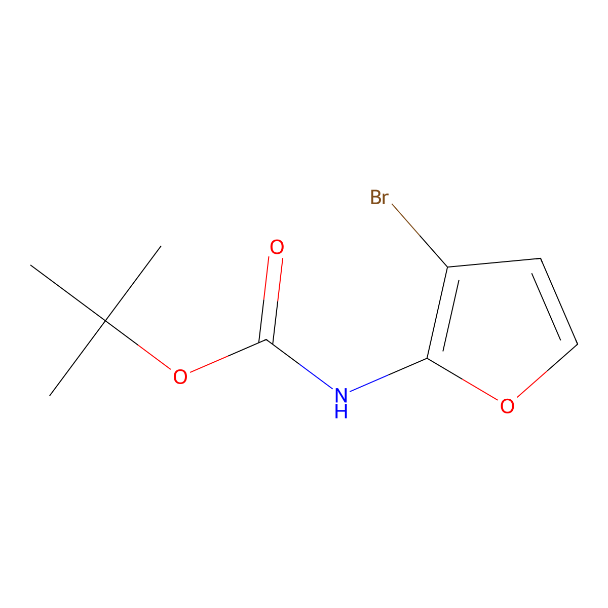 tert-Butyl (3-bromofuran-2-yl)carbamate molecular structure, CAS 704913-90-6