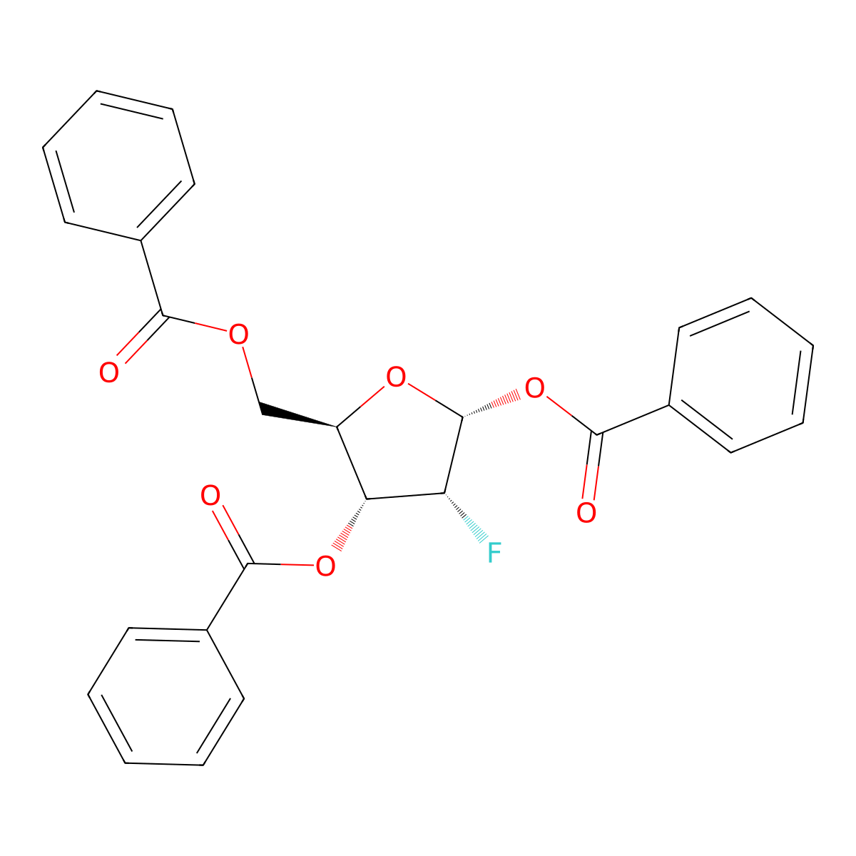 [(2R,3R,4R,5R)-3,5-Bis(benzoyloxy)-4-fluorooxolan-2-yl]methyl benzoate molecular structure, CAS 704916-12-1
