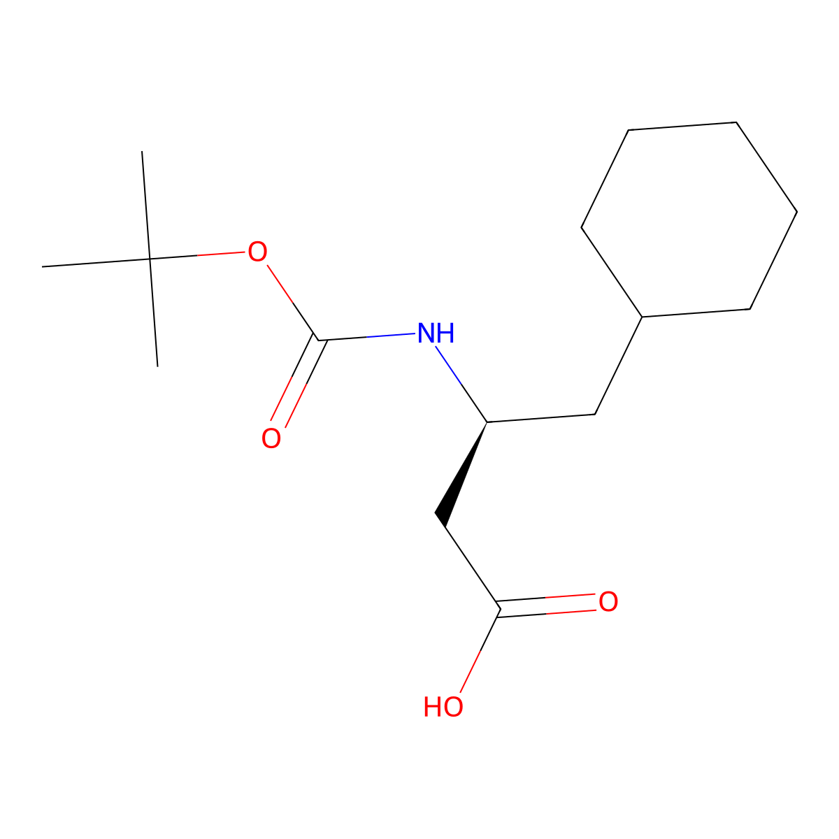 (3S)-3-(((tert-butoxy)carbonyl)amino)-4-cyclohexylbutanoic acid molecular structure, CAS 704916-75-6