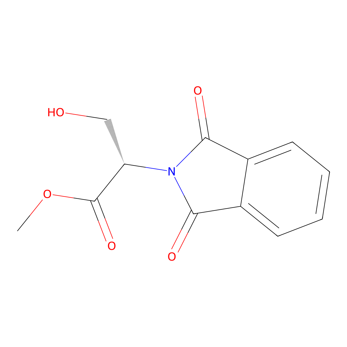 methyl (2S)-2-(1,3-dioxoisoindolin-2-yl)-3-hydroxypropanoate molecular structure, CAS 70494-26-7