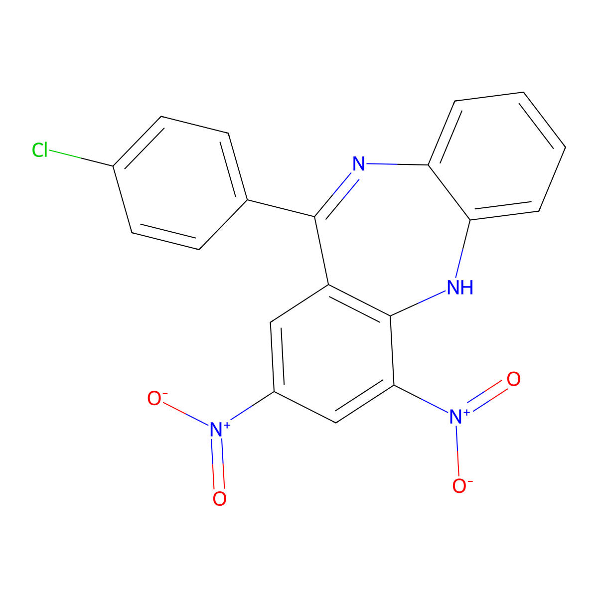6-(4-chlorophenyl)-8,10-dinitro-11H-benzo[b][1,4]benzodiazepine molecular structure, CAS 70501-48-3