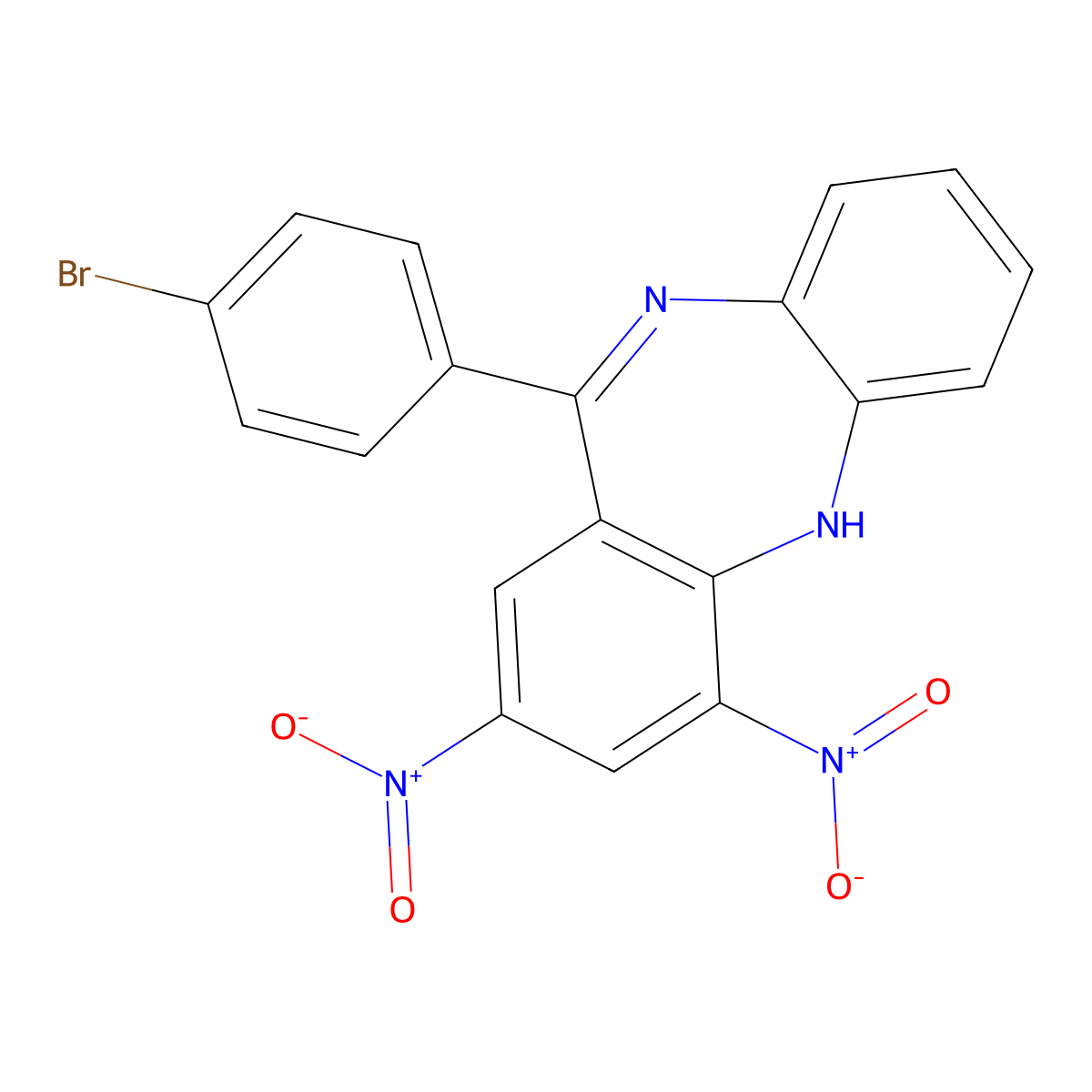 6-(4-bromophenyl)-8,10-dinitro-11H-benzo[b][1,4]benzodiazepine molecular structure, CAS 70501-49-4