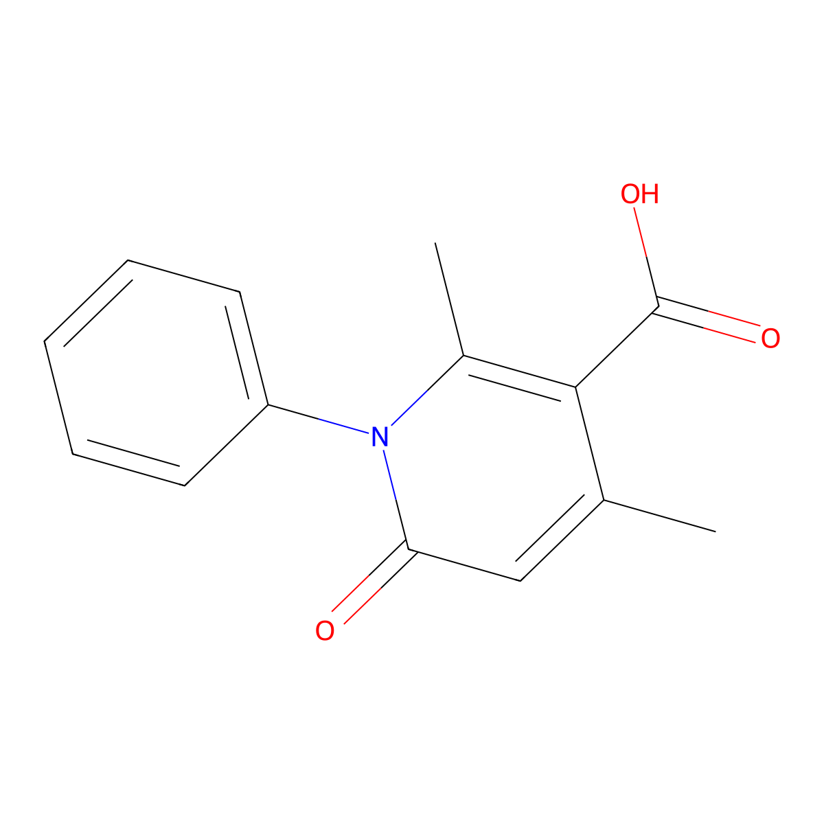 2,4-Dimethyl-6-oxo-1-phenyl-1,6-dihydropyridine-3-carboxylic acid molecular structure, CAS 70506-54-6