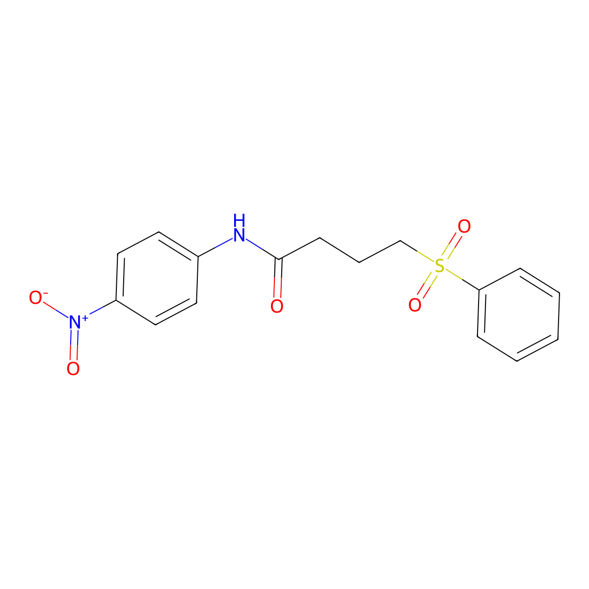 N-(4-nitrophenyl)-4-(phenylsulfonyl)butanamide molecular structure, CAS 70509-56-7