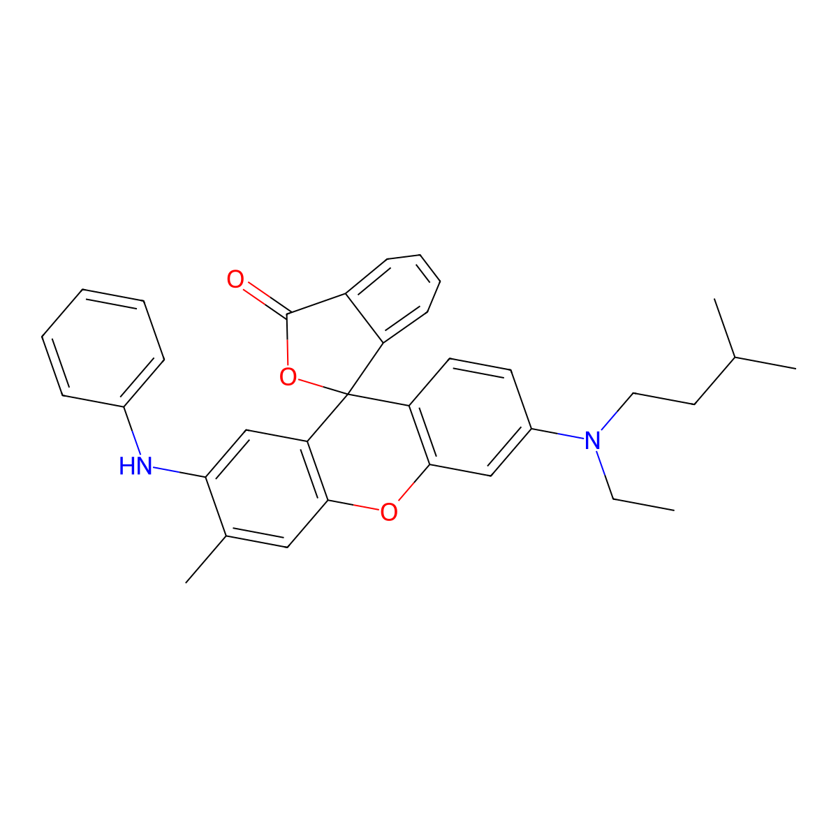 2-Anilino-3-methyl-6-(N-ethyl-N-isoamylamino)fluoran molecular structure, CAS 70516-41-5