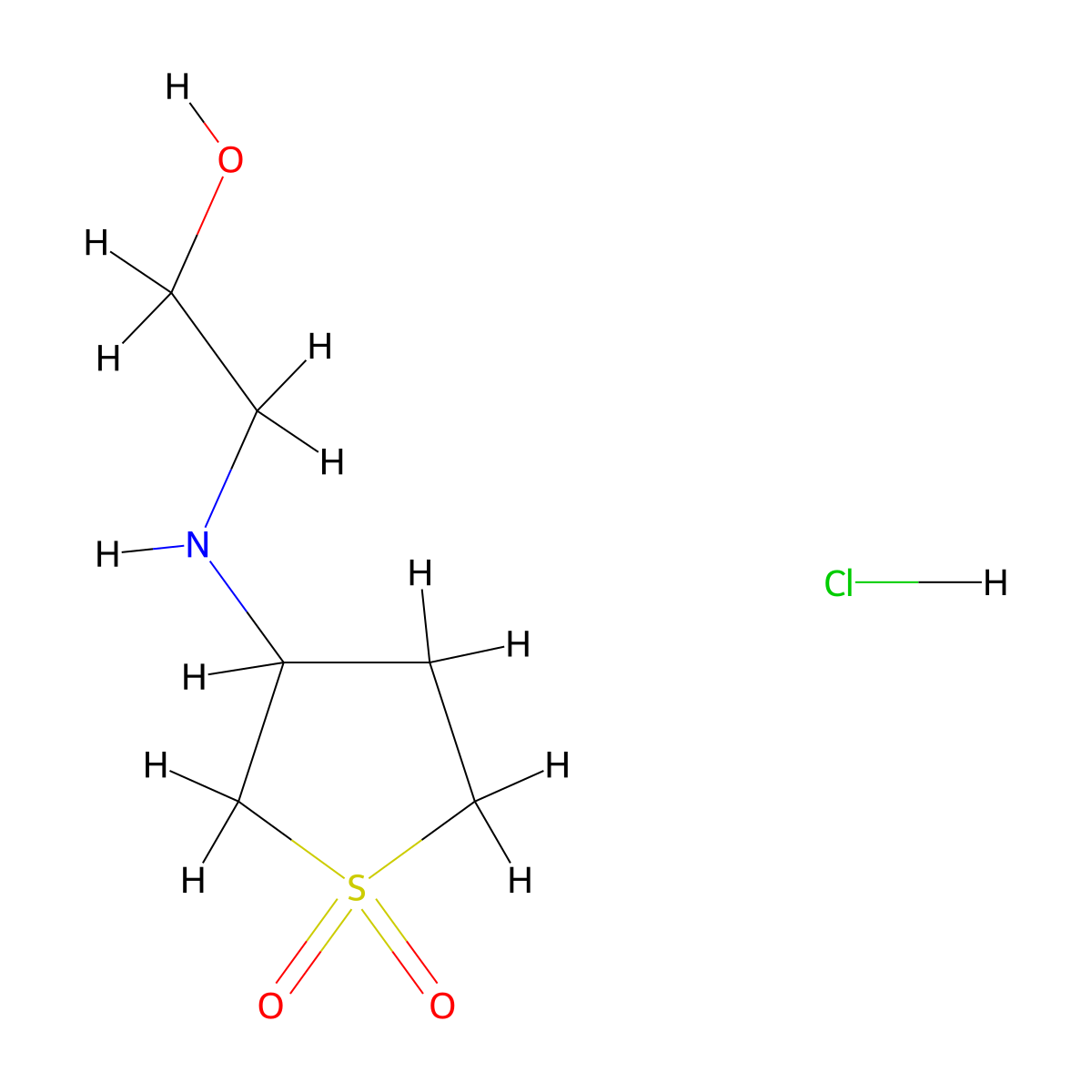 2-[(1,1-Dioxidotetrahydro-3-thienyl)amino]ethanol hydrochloride molecular structure, CAS 70519-72-1