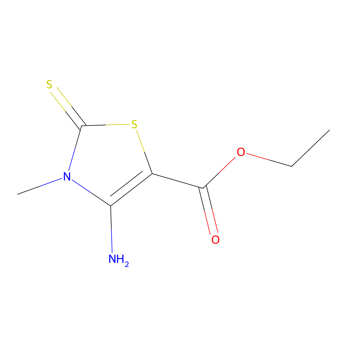 Ethyl 4-amino-3-methyl-2-sulfanylidene-1,3-thiazole-5-carboxylate molecular structure, CAS 7052-21-3