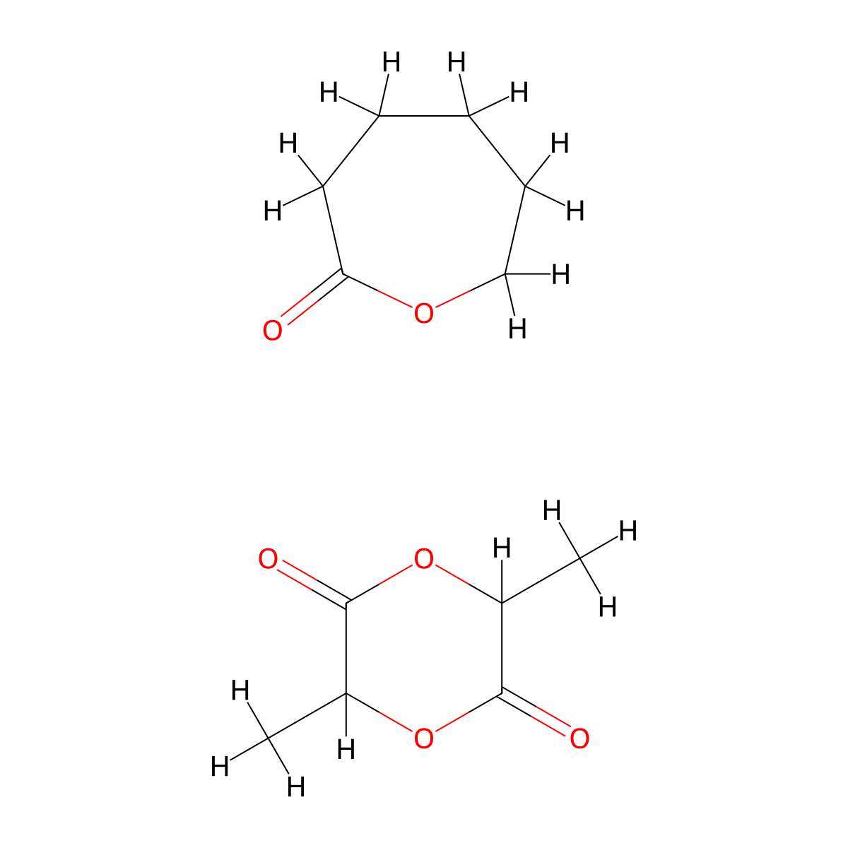 Lactide-caprolactone coploymer molecular structure, CAS 70524-20-8