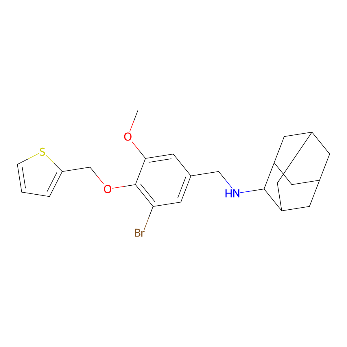 N-[[3-bromo-5-methoxy-4-(thiophen-2-ylmethoxy)phenyl]methyl]adamantan-2-amine molecular structure, CAS 705269-03-0