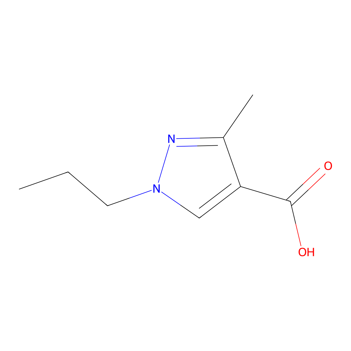 3-Methyl-1-propyl-1H-pyrazole-4-carboxylic acid molecular structure, CAS 705269-96-1