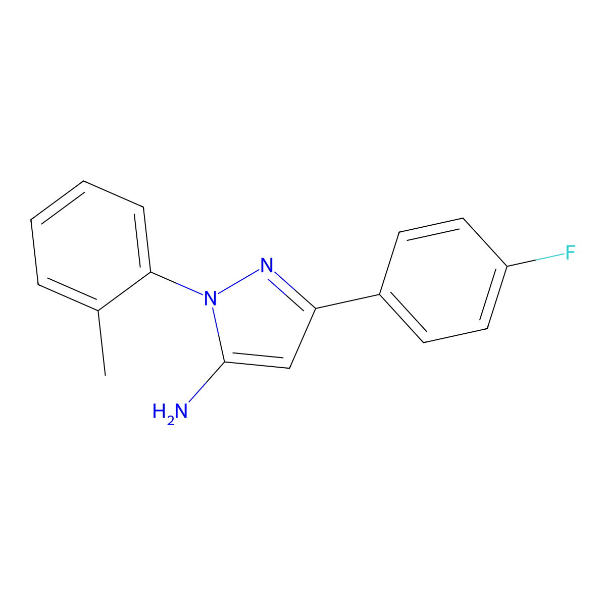 3-(4-fluorophenyl)-1-(2-methylphenyl)-1H-pyrazol-5-amine molecular structure, CAS 705278-79-1