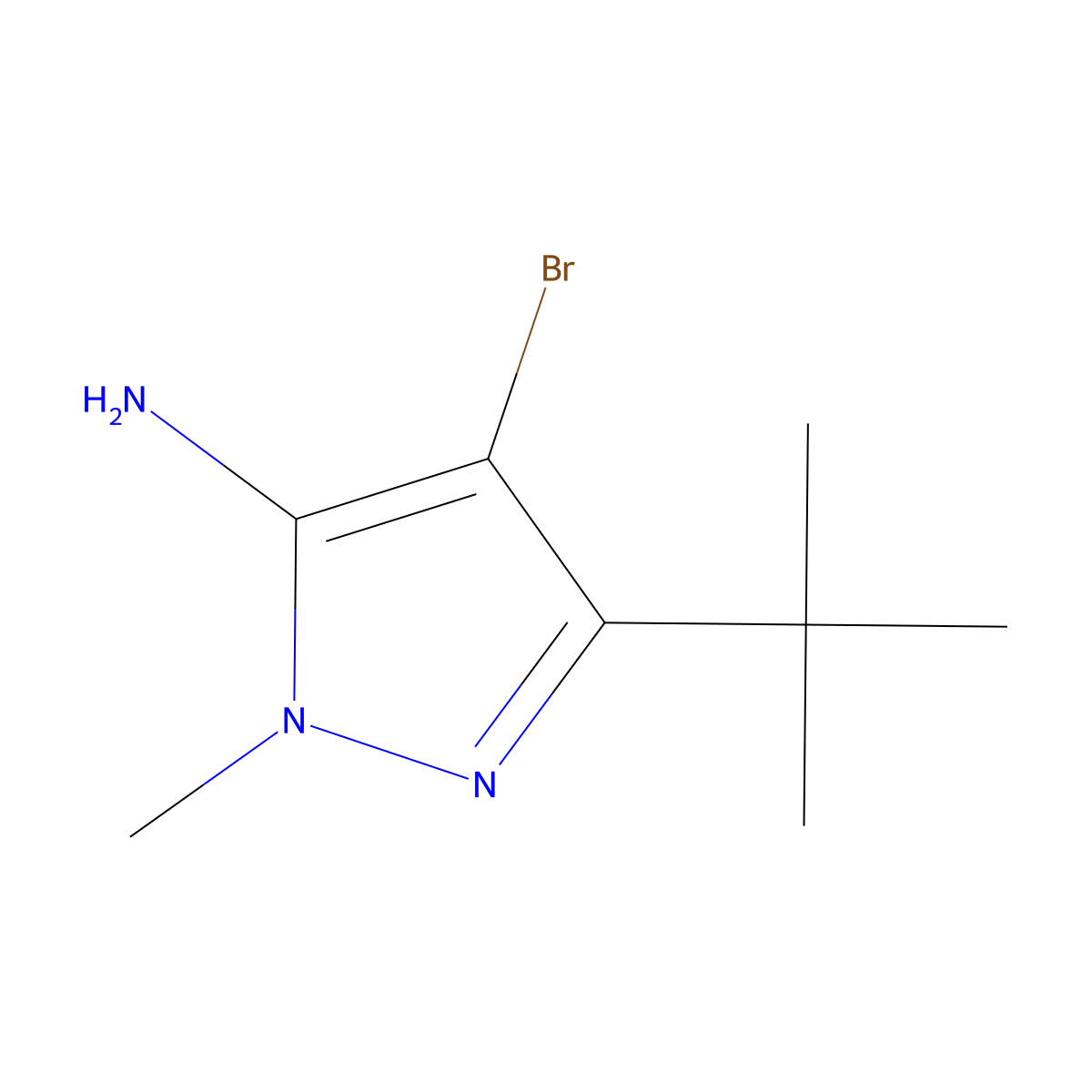 4-Bromo-3-(tert-butyl)-1-methyl-1H-pyrazol-5-amine molecular structure, CAS 705278-91-7