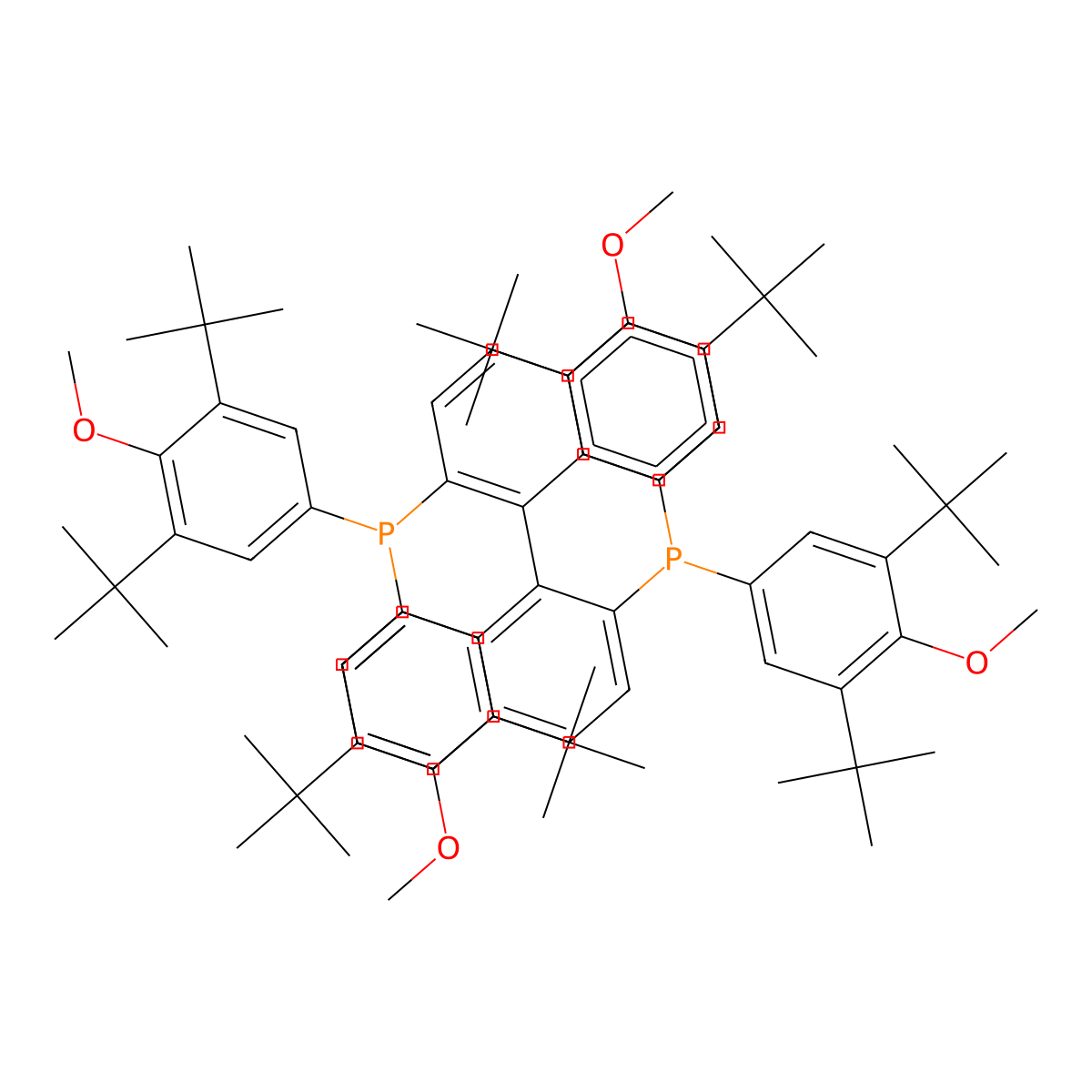 (R)-2,2'-Bis(bis(3,5-di-tert-butyl-4-methoxyphenyl)phosphino)-1,1'-binaphthalene molecular structure, CAS 705281-18-1