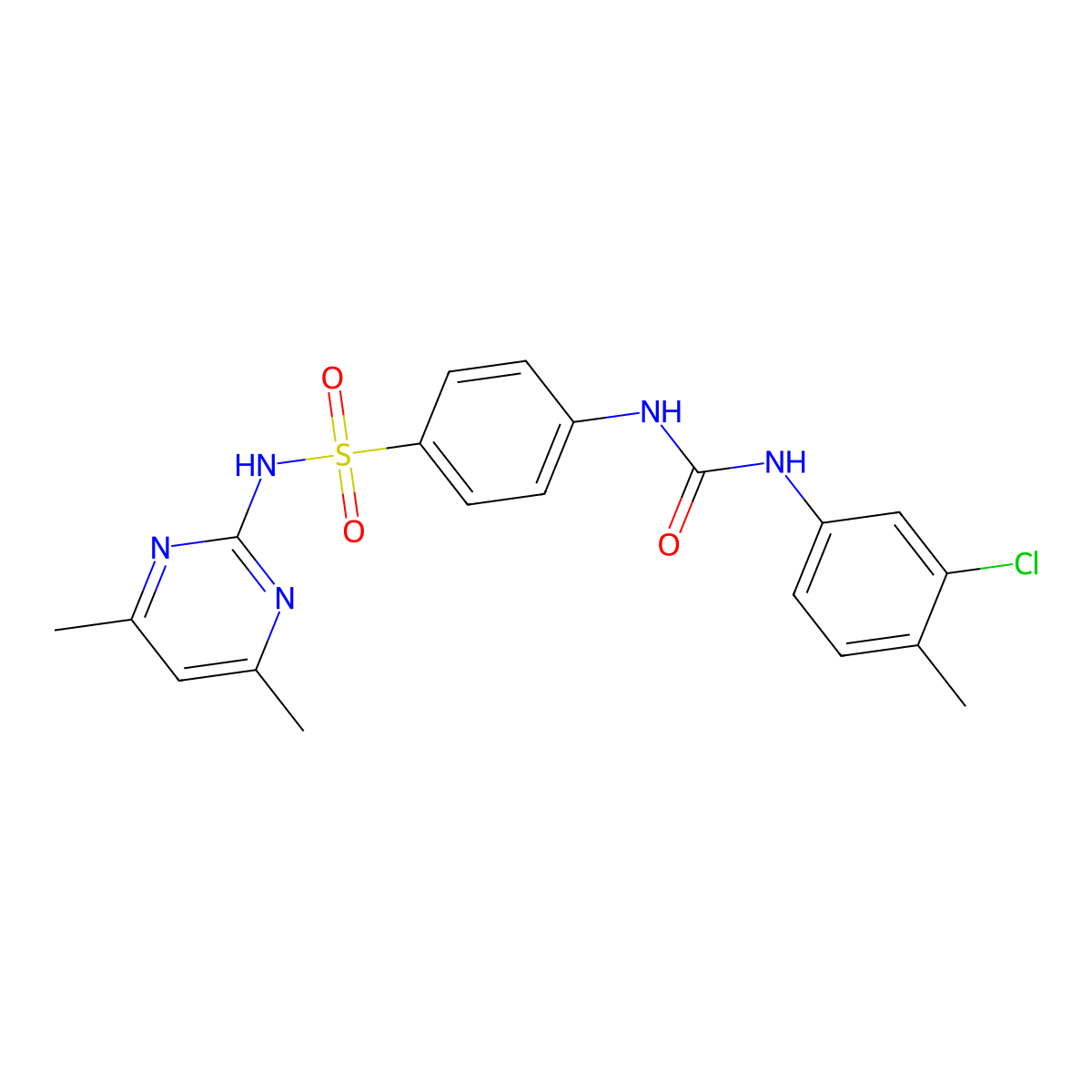 4-(3-(3-Chloro-4-methylphenyl)ureido)-N-(4,6-dimethylpyrimidin-2-yl)benzenesulfonamide molecular structure, CAS 705286-33-5