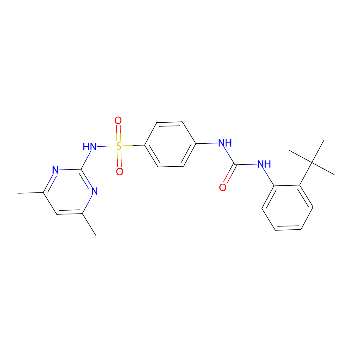 4-(3-(2-(tert-Butyl)phenyl)ureido)-N-(4,6-dimethylpyrimidin-2-yl)benzenesulfonamide molecular structure, CAS 705286-39-1