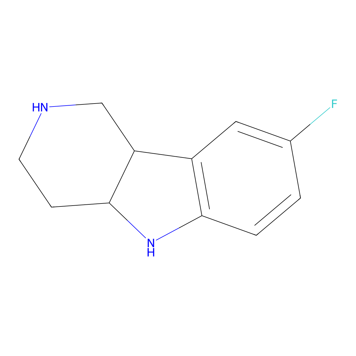 rac-(4aR,9bS)-8-fluoro-1H,2H,3H,4H,4aH,5H,9bH-pyrido[4,3-b]indole molecular structure, CAS 70539-78-5