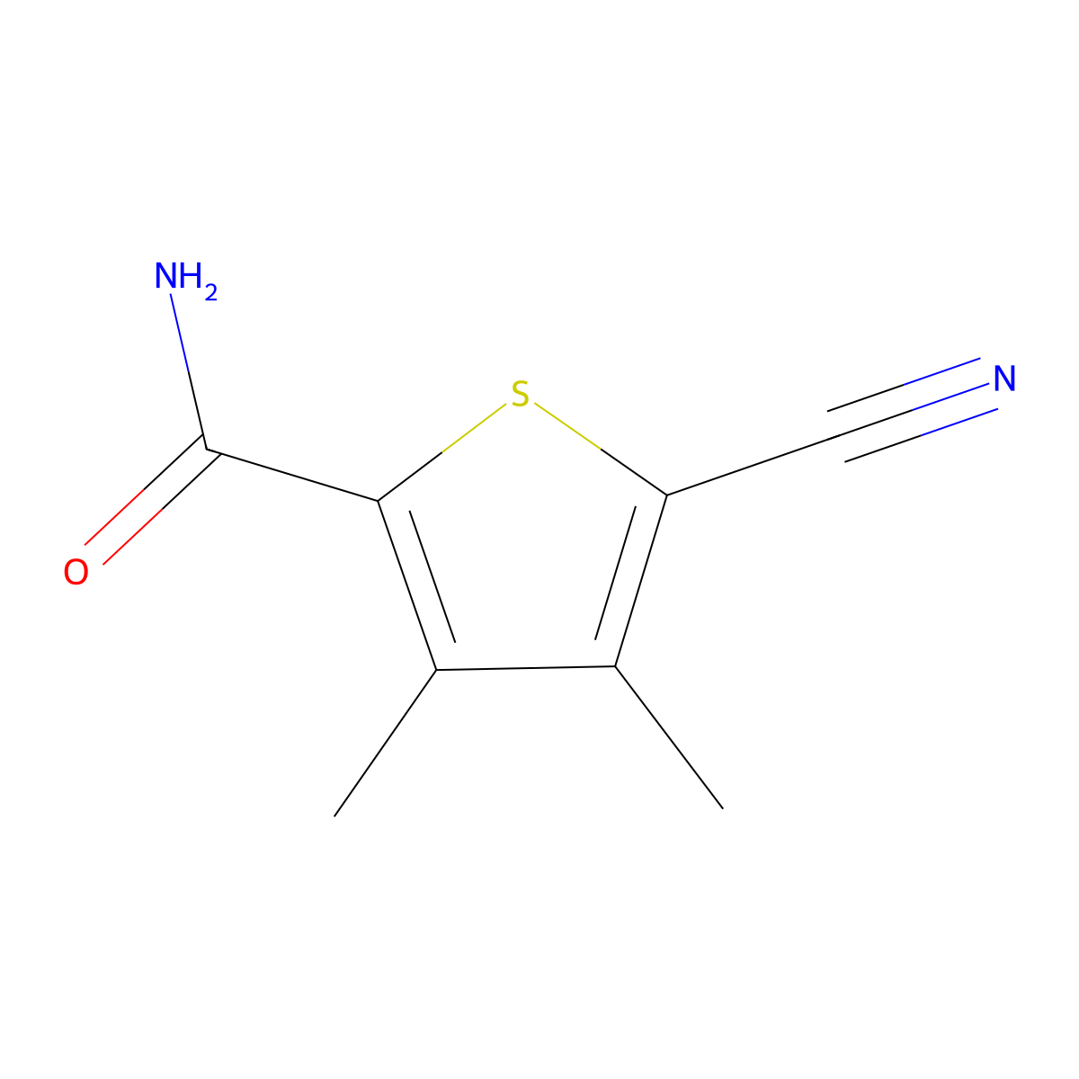5-Cyano-3,4-dimethylthiophene-2-carboxamide molecular structure, CAS 70541-97-8