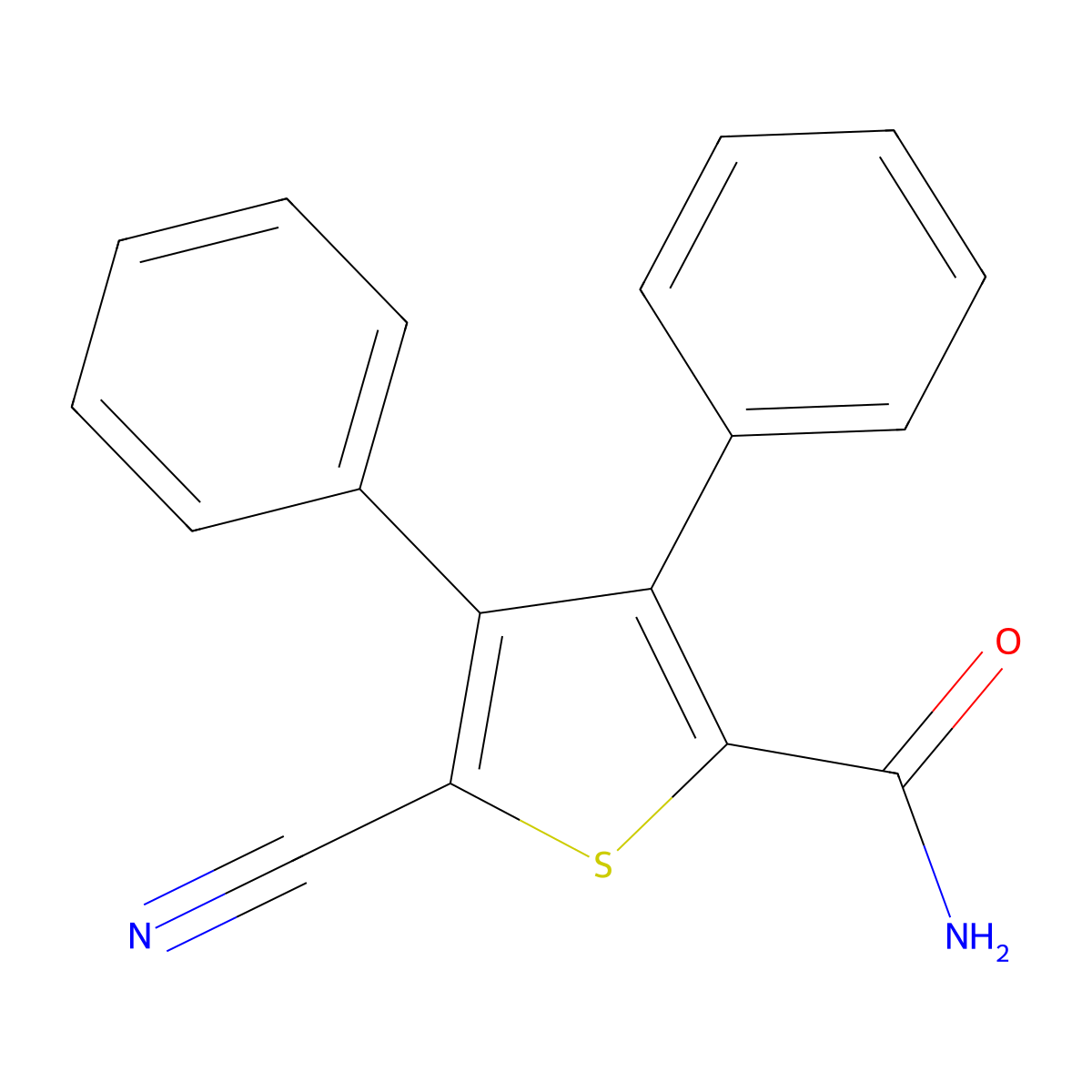 5-Cyano-3,4-diphenylthiophene-2-carboxamide molecular structure, CAS 70541-98-9