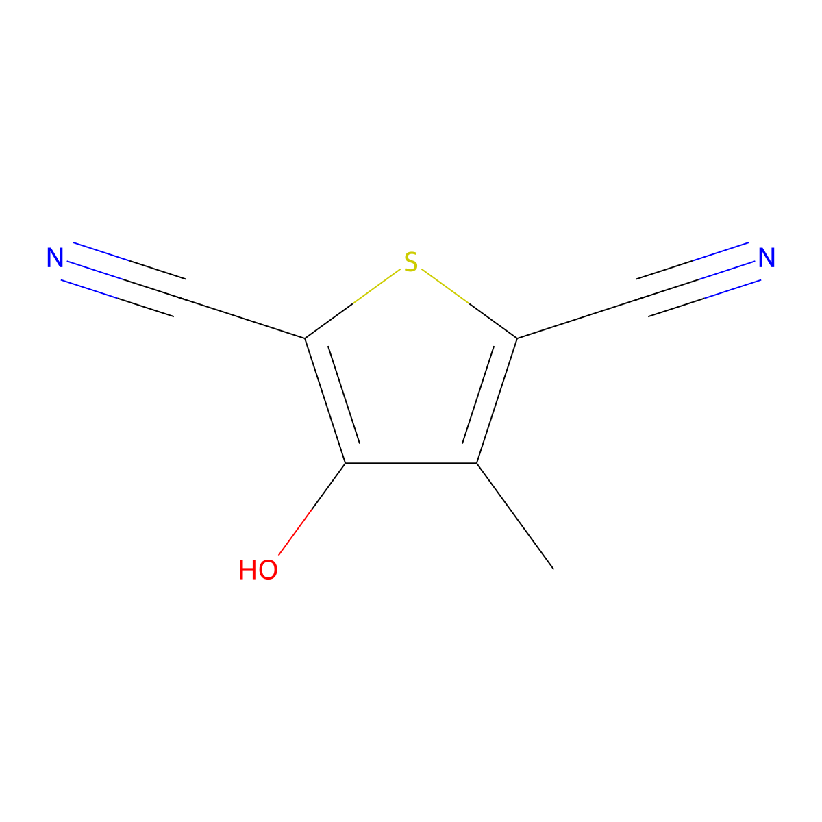 3-Hydroxy-4-methylthiophene-2,5-dicarbonitrile molecular structure, CAS 70542-00-6