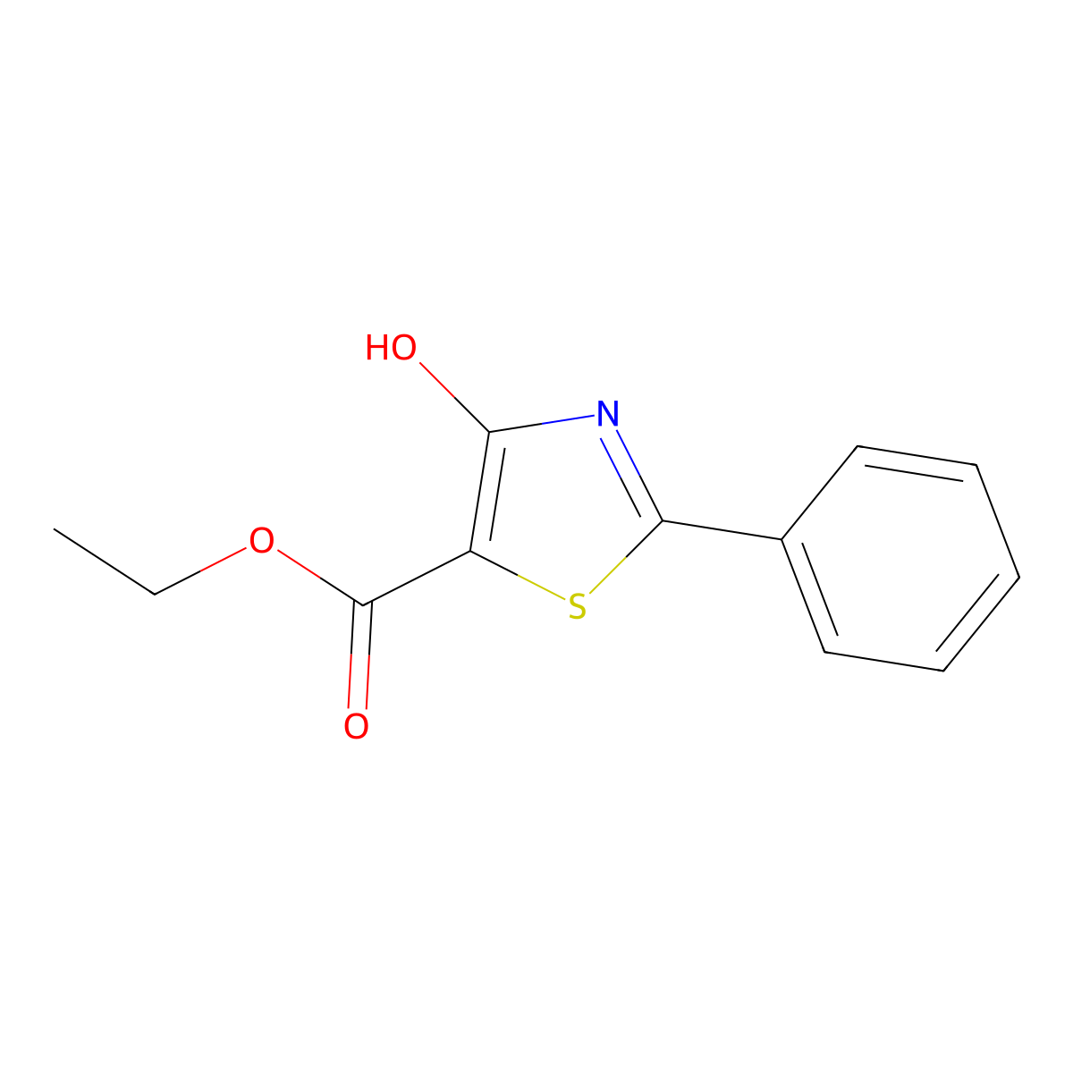 Ethyl 4-hydroxy-2-phenyl-1,3-thiazole-5-carboxylate molecular structure, CAS 70547-29-4