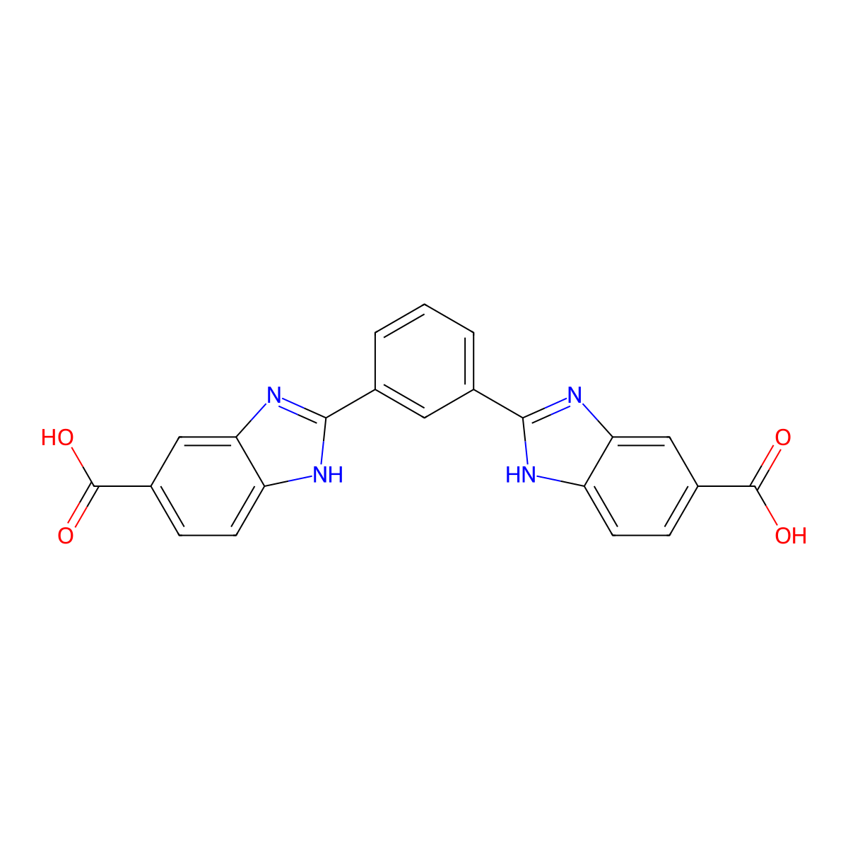 2-[3-(6-carboxy-1H-benzimidazol-2-yl)phenyl]-3H-benzimidazole-5-carboxylic acid molecular structure, CAS 70553-62-7