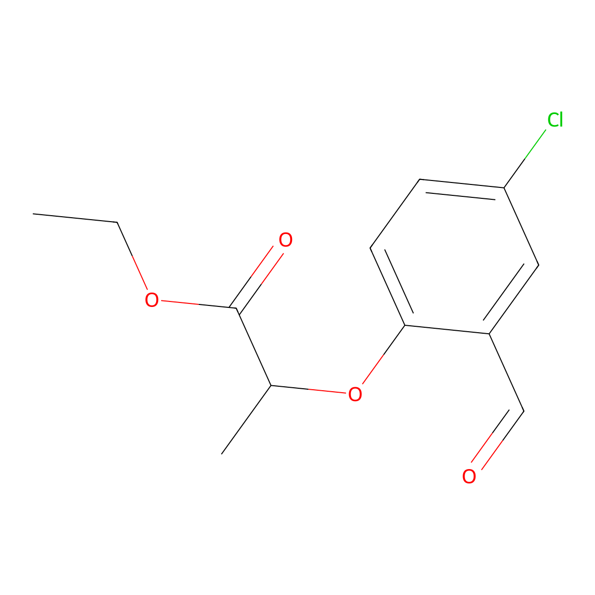 Ethyl 2-(4-chloro-2-formylphenoxy)propanoate molecular structure, CAS 70554-73-3