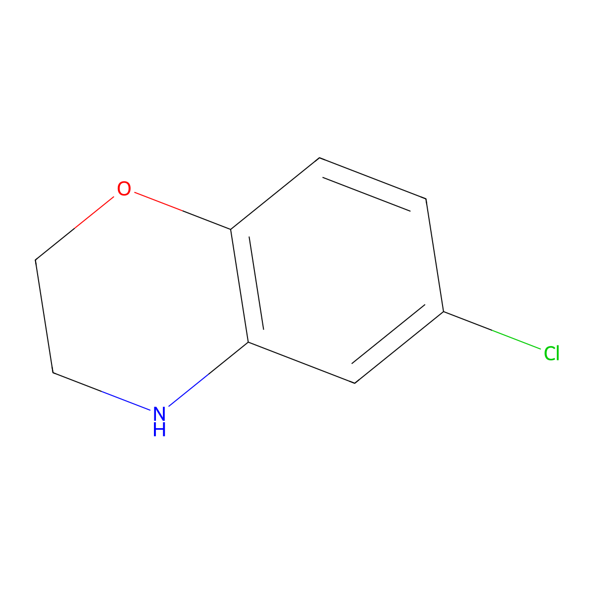 6-chloro-3,4-dihydro-2H-1,4-benzoxazine molecular structure, CAS 70558-11-1