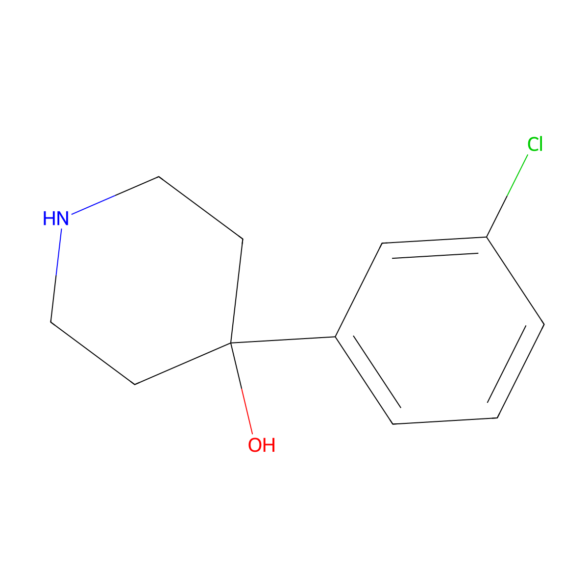 4-(3-Chlorophenyl)piperidin-4-ol molecular structure, CAS 70558-16-6
