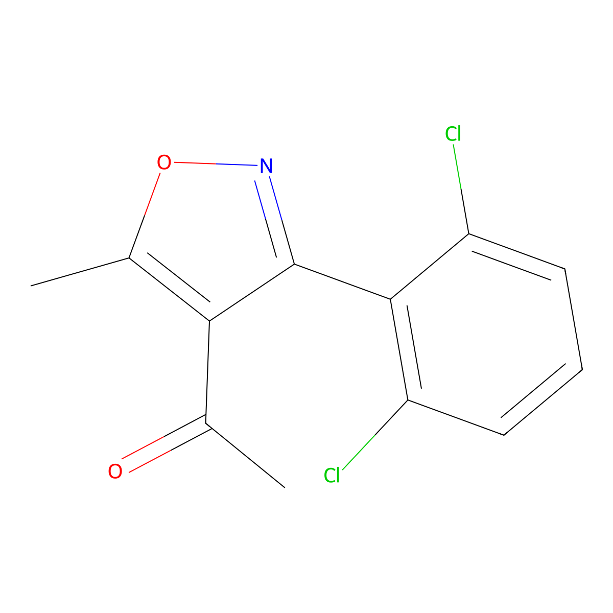 1-[3-(2,6-Dichlorophenyl)-5-methylisoxazol-4-yl]ethan-1-one molecular structure, CAS 70565-23-0