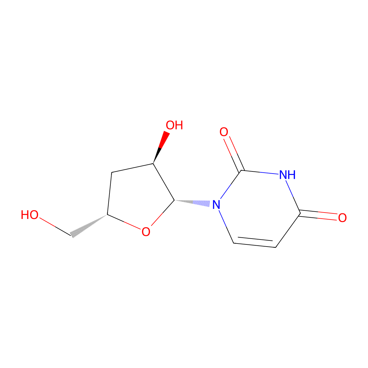 3'-Deoxyuridine molecular structure, CAS 7057-27-4