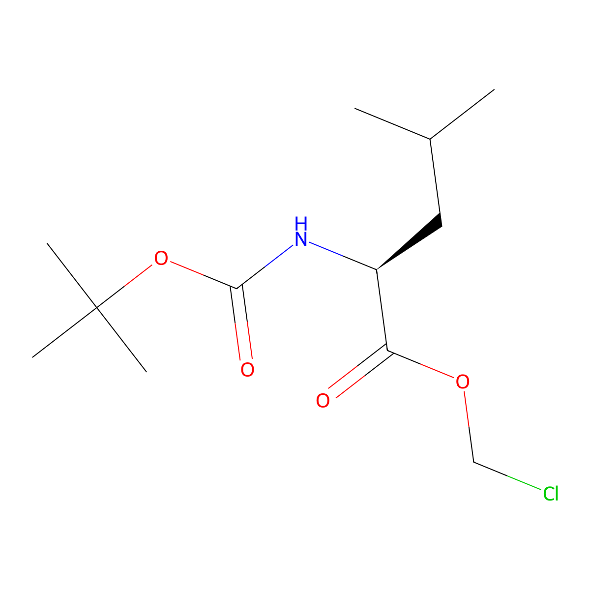Chloromethyl (2S)-2-{[(tert-butoxy)carbonyl]amino}-4-methylpentanoate molecular structure, CAS 70579-73-6