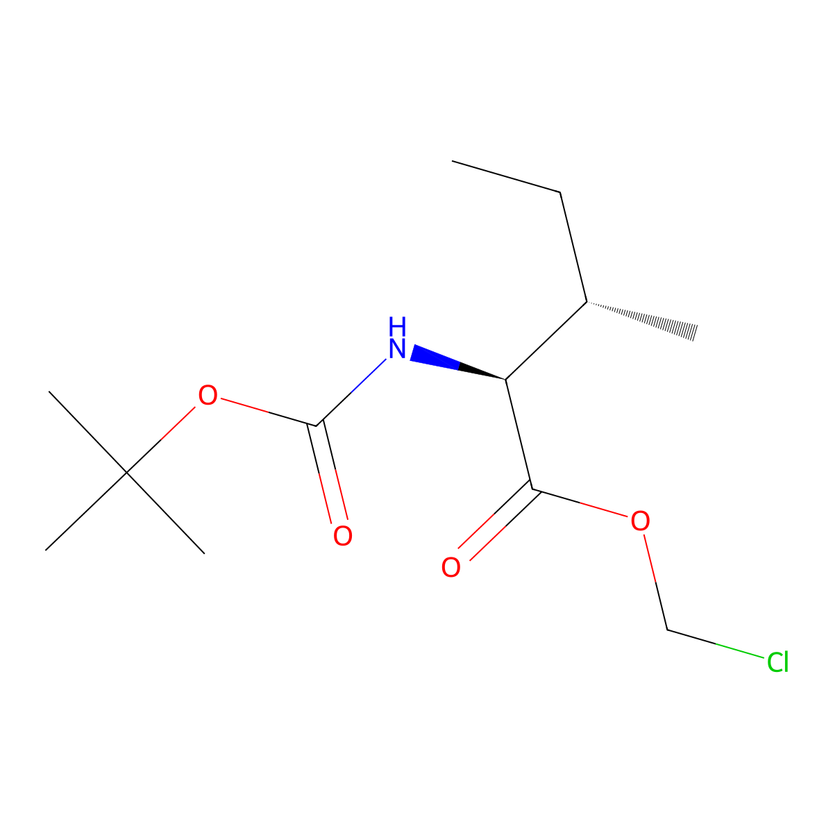Chloromethyl (2S,3S)-2-{[(tert-butoxy)carbonyl]amino}-3-methylpentanoate molecular structure, CAS 70579-74-7