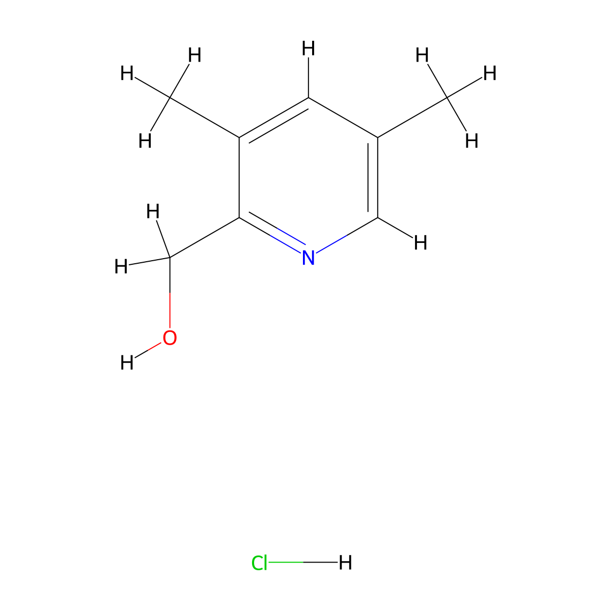 (3,5-Dimethylpyridin-2-yl)methanol hydrochloride molecular structure, CAS 70580-28-8