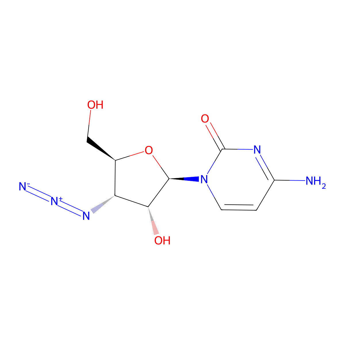 3'-Azido-3'-deoxycytidine molecular structure, CAS 70580-87-9