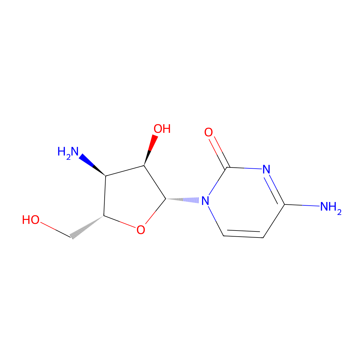 3'-Amino-3'-deoxycytidine molecular structure, CAS 70580-89-1
