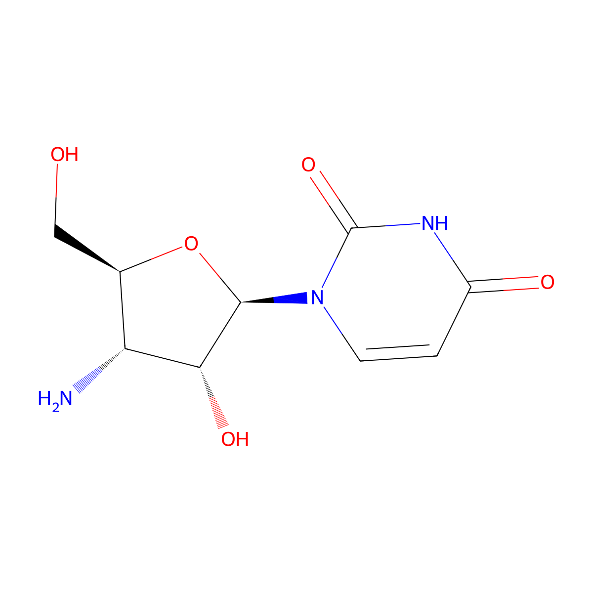 3'-Amino-3'-deoxyuridine molecular structure, CAS 70580-90-4