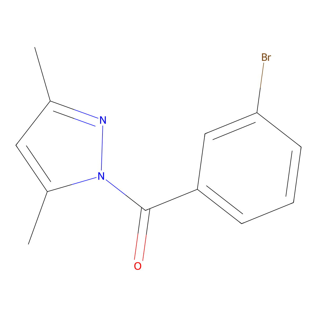 (3-bromophenyl)(3,5-dimethyl-1H-pyrazol-1-yl)methanone molecular structure, CAS 70583-76-5