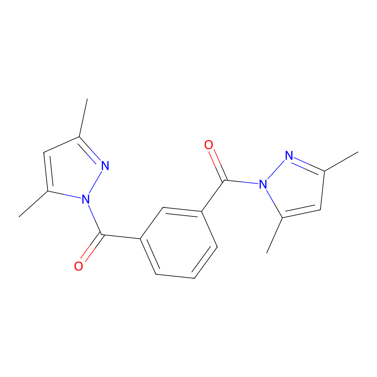 [3-(3,5-Dimethylpyrazole-1-carbonyl)phenyl]-(3,5-dimethylpyrazol-1-yl)methanone molecular structure, CAS 70584-06-4