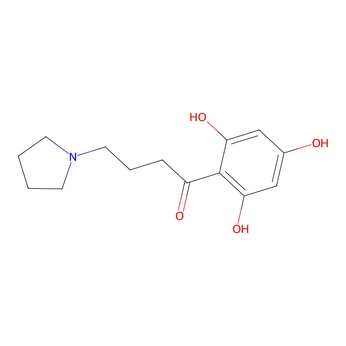 2',4',6'-Trihydroxy-4-(pyrrolidin-1-yl)butyrophenone molecular structure, CAS 70585-60-3