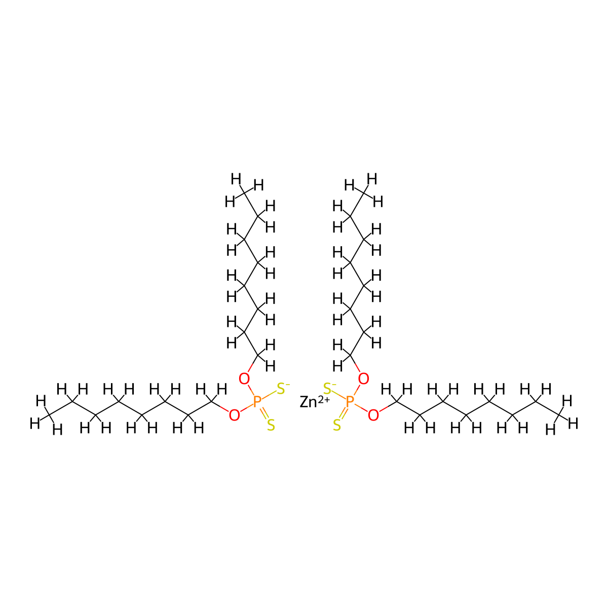 Zinc, bis(O,O-dioctyl phosphorodithioato-kappaS,kappaS')-, (T-4)- molecular structure, CAS 7059-16-7