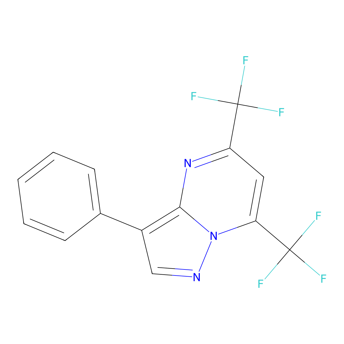 3-Phenyl-5,7-bis(trifluoromethyl)pyrazolo[1,5-a]pyrimidine molecular structure, CAS 70594-15-9