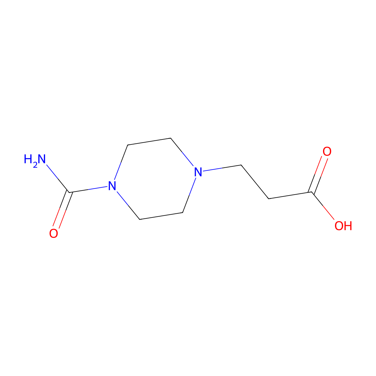 3-(4-Carbamoylpiperazin-1-yl)propanoic acid molecular structure, CAS 705941-74-8