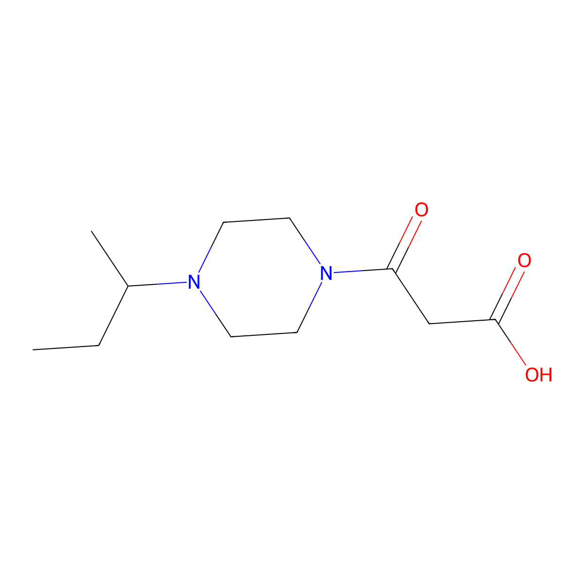 3-(4-(sec-Butyl)piperazin-1-yl)-3-oxopropanoic acid molecular structure, CAS 705943-45-9
