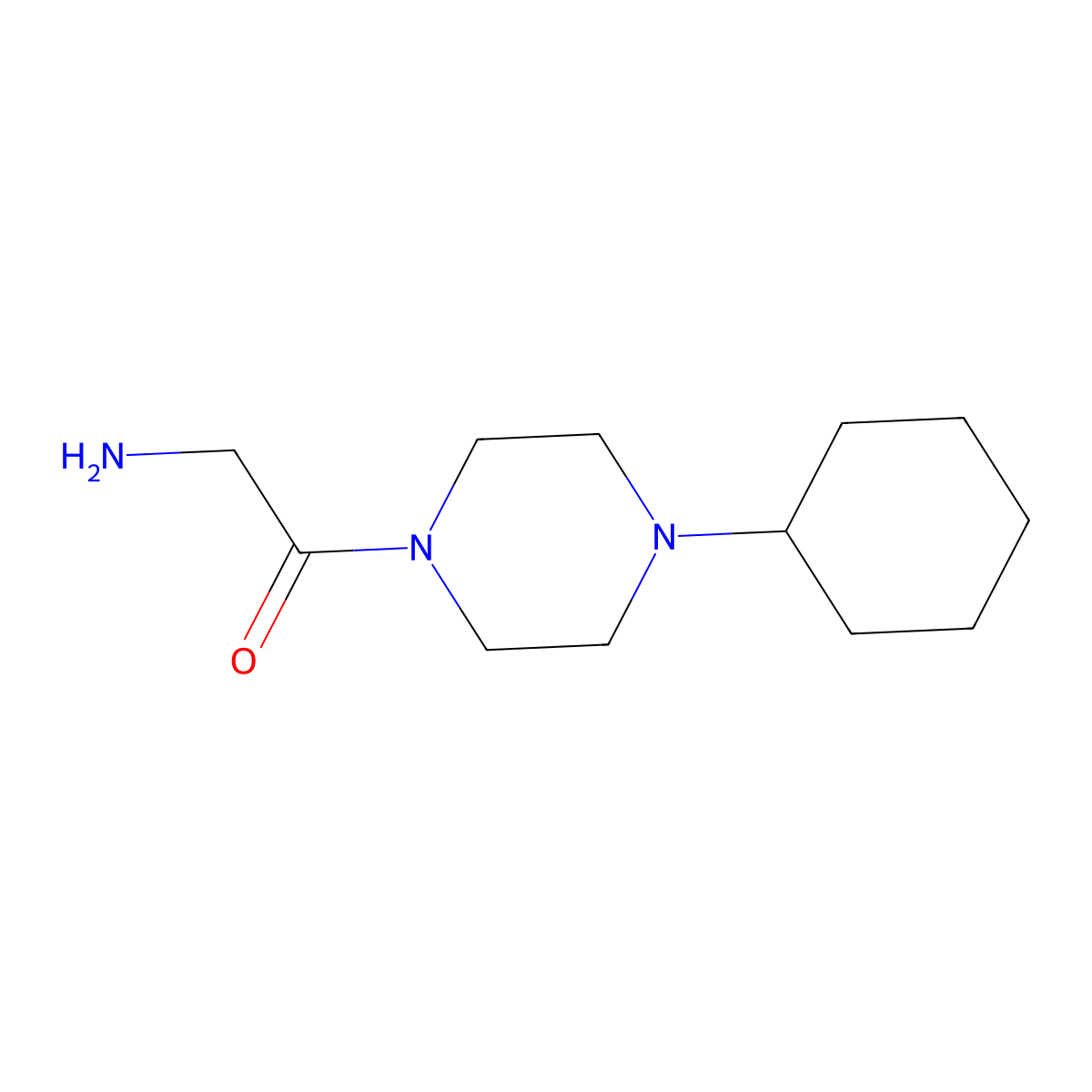 2-Amino-1-(4-cyclohexylpiperazin-1-yl)ethanone molecular structure, CAS 705944-08-7
