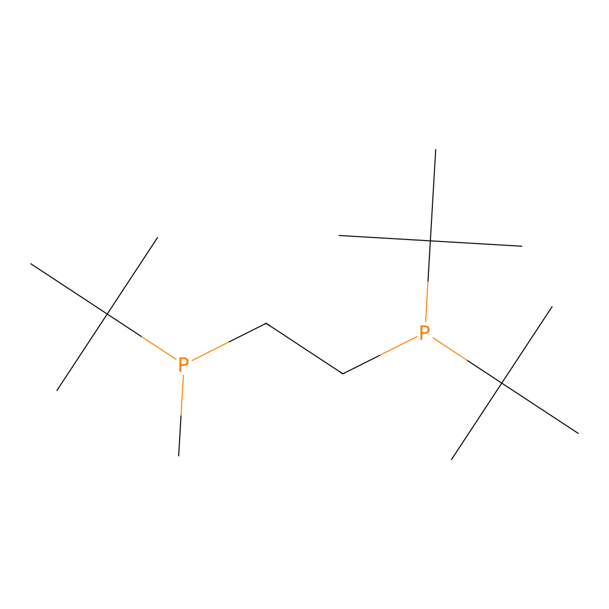 Bis(1,1-dimethylethyl)[2-[(1,1-dimethylethyl)methylphosphino]ethyl]phosphine molecular structure, CAS 705945-72-8