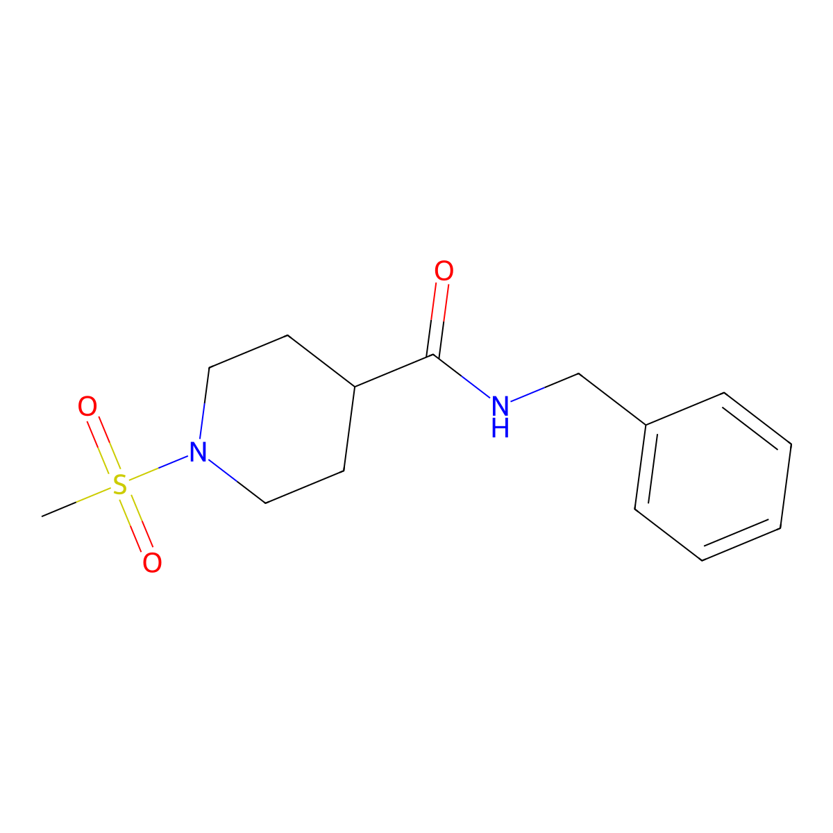 N-benzyl-1-methanesulfonylpiperidine-4-carboxamide molecular structure, CAS 705956-31-6